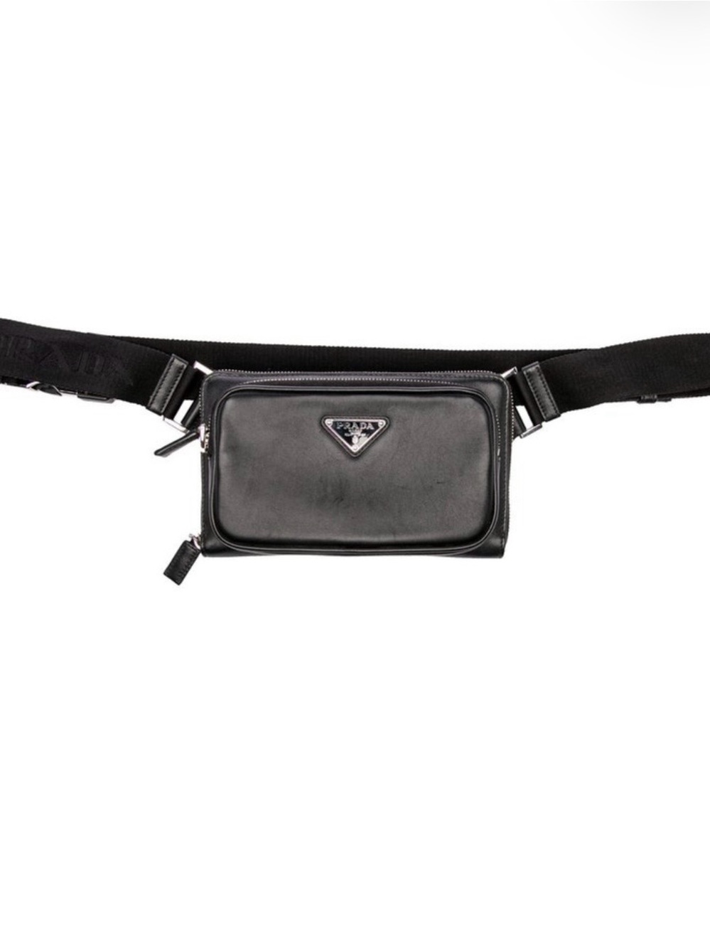 Prada Saffiano Black Leather Waist Belt Bag